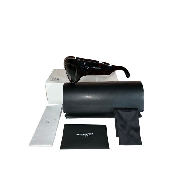 SAINT LAURENT  Cat Eye Injection Havana Grey 67 Mm Women S Sunglasses - Picture 2 of 9